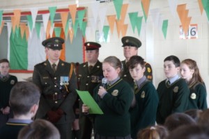 Children from 6th class informing the assembly of our student's links to 1916.